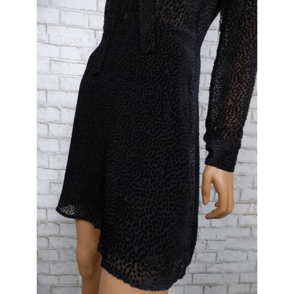 $525 L'Agence Black Velour Dot Burnout Sheer Alesia Neck Tie Dress 2 NEW L568 - Picture 10 of 16